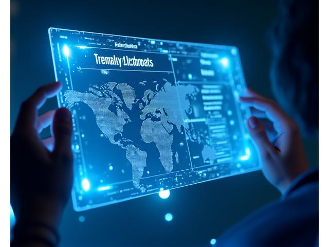 A sleek, futuristic dashboard displaying personalized festival goer data, showing individual journey customization options, artist preferences, and a map with suggested routes. Illuminated with neon blue and pink hues.